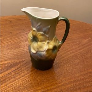 VTG Royal Copley green &yellow flower pitcher